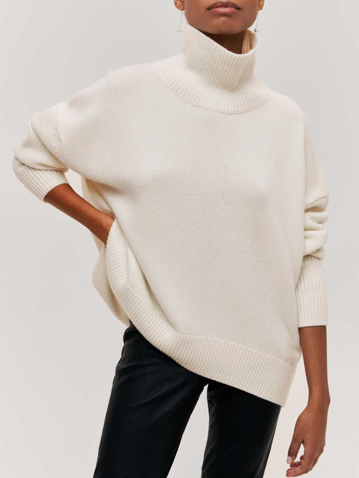 Noa |Sky Blue Oversized Turtleneck Knit