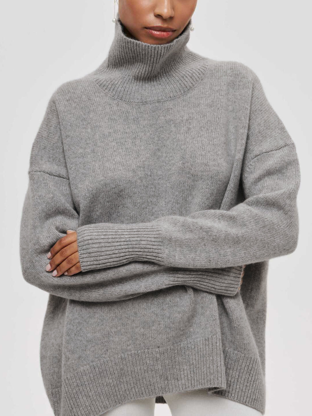 Noa |Sky Blue Oversized Turtleneck Knit