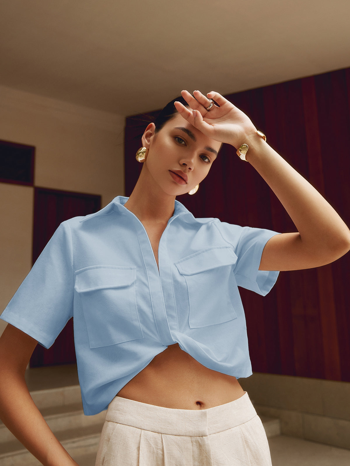 Nora | Breezy Cotton-Linen Crop Blouse