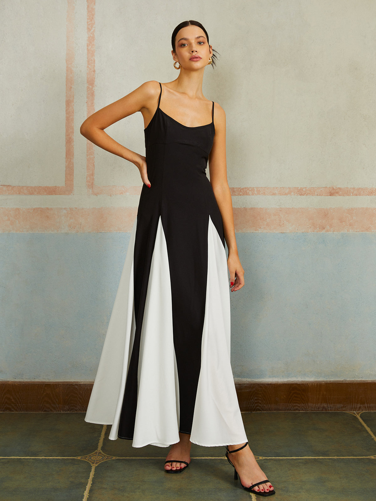 Talia | Long Colorblock Slip Dress