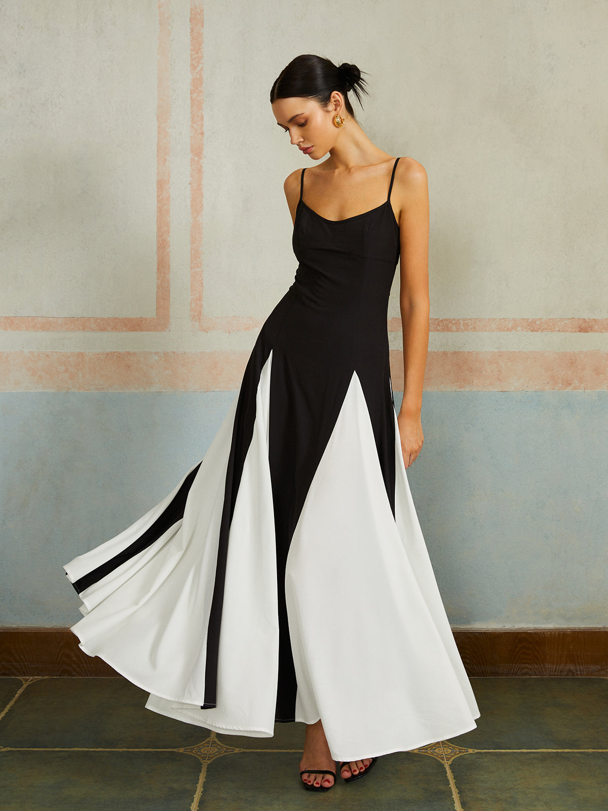 Talia | Long Colorblock Slip Dress