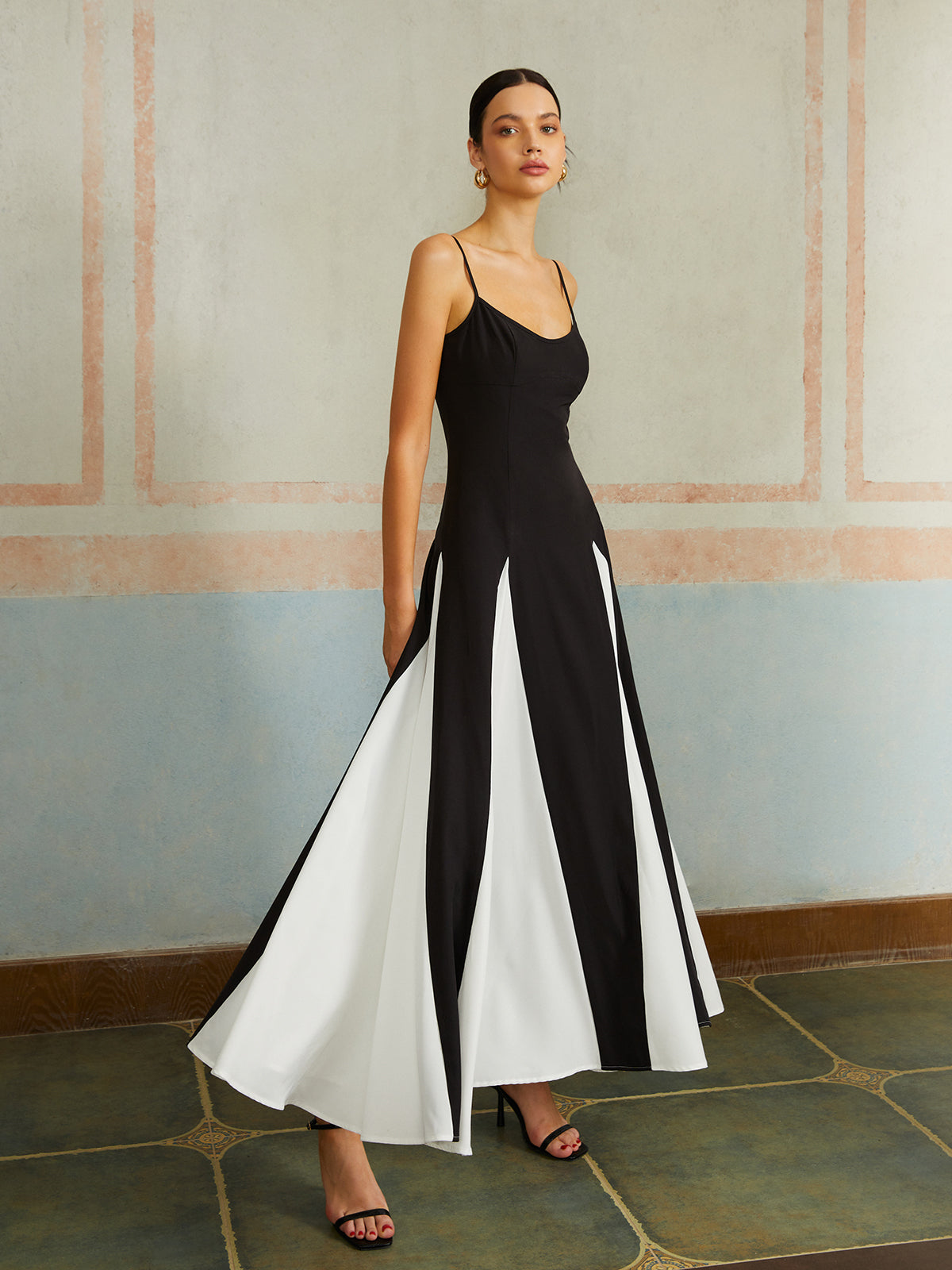 Talia | Long Colorblock Slip Dress