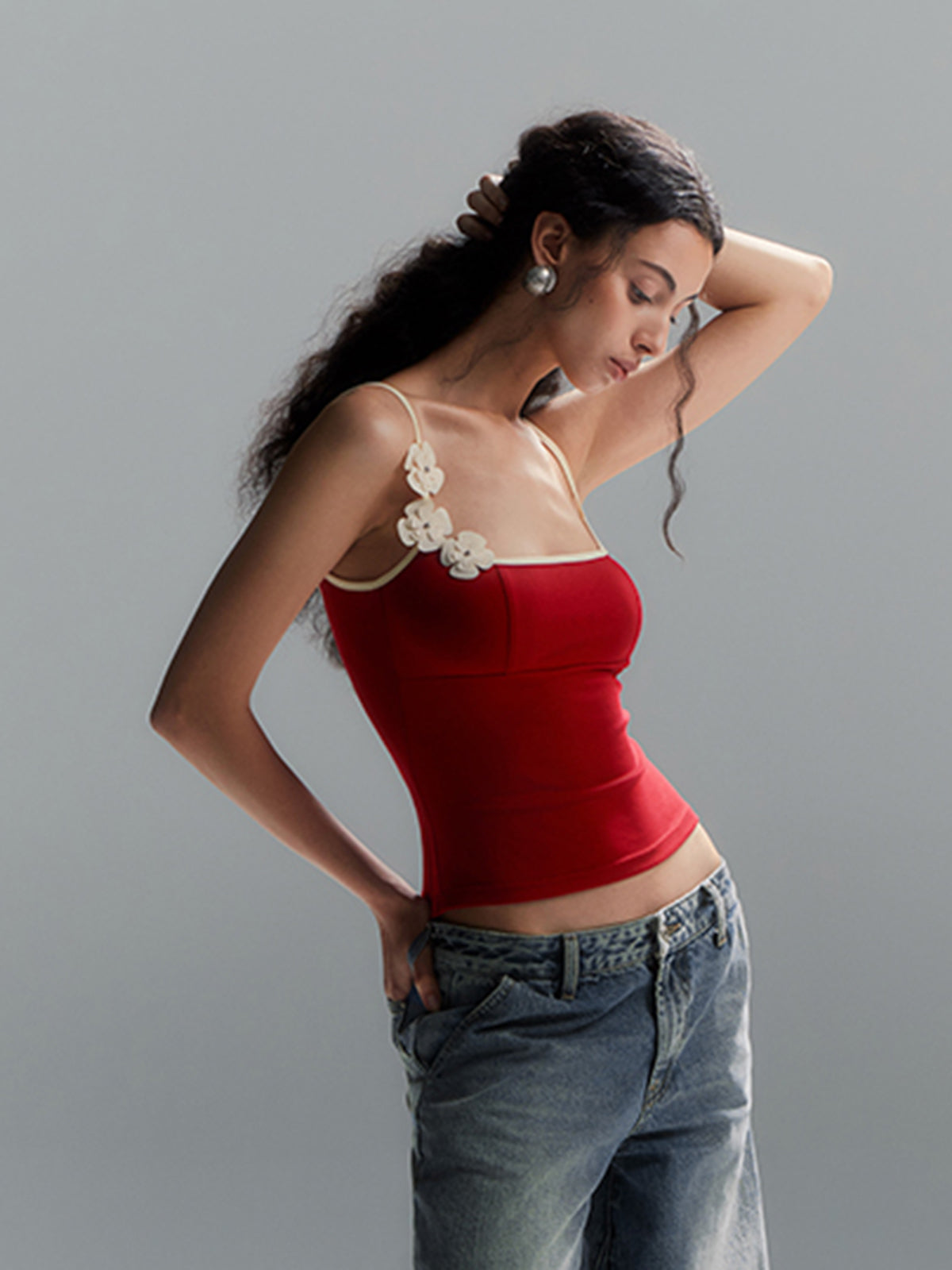 Nerina | Contrast-Edged Floral Cami Top