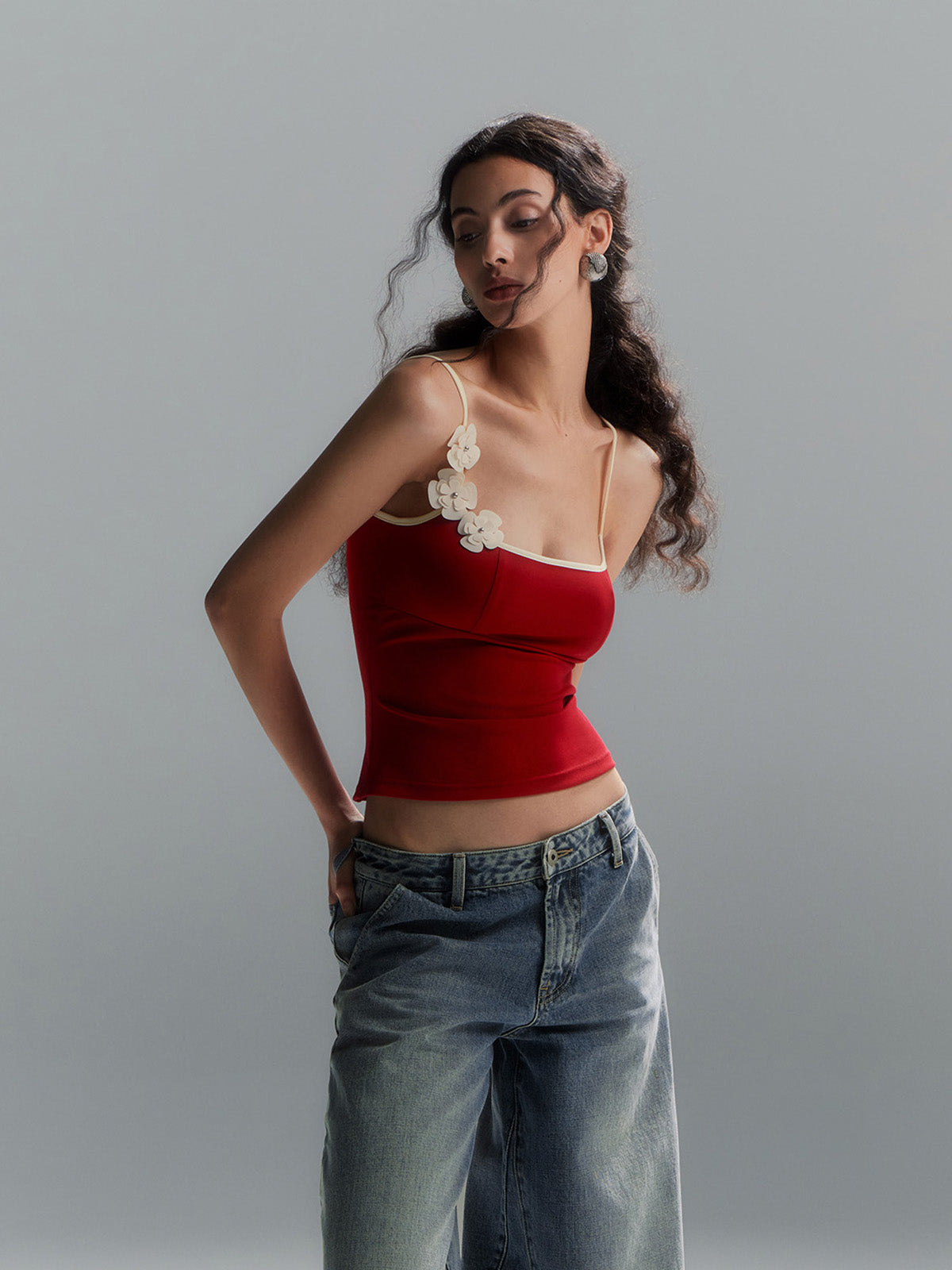 Nerina | Contrast-Edged Floral Cami Top
