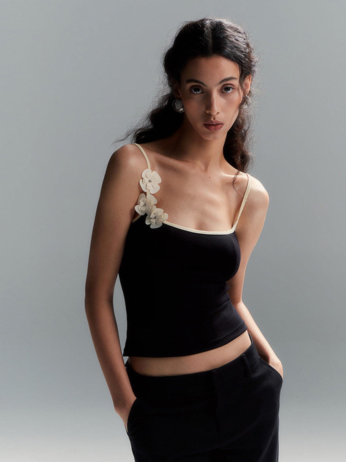 Nerina | Contrast-Edged Floral Cami Top