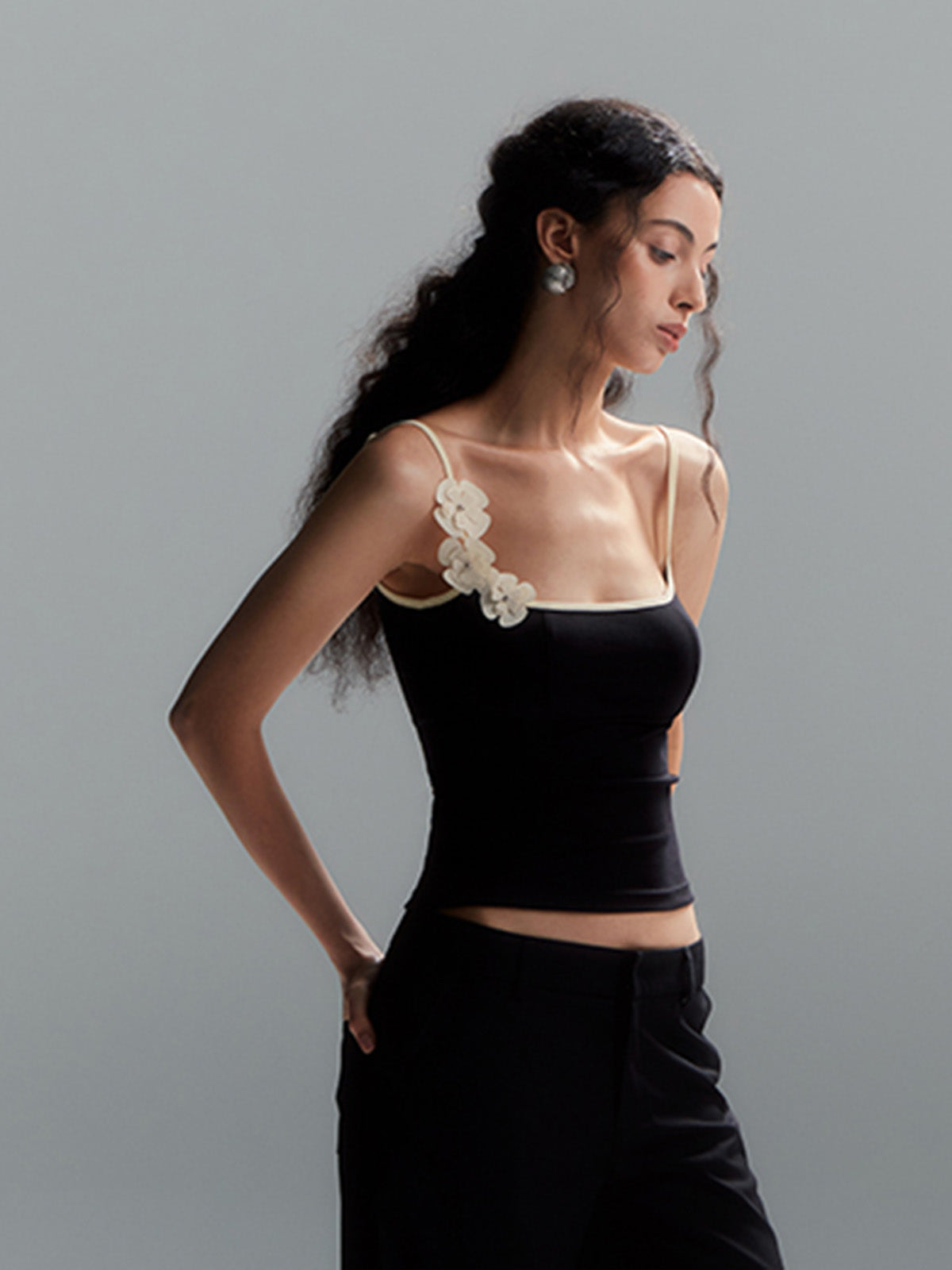 Nerina | Contrast-Edged Floral Cami Top