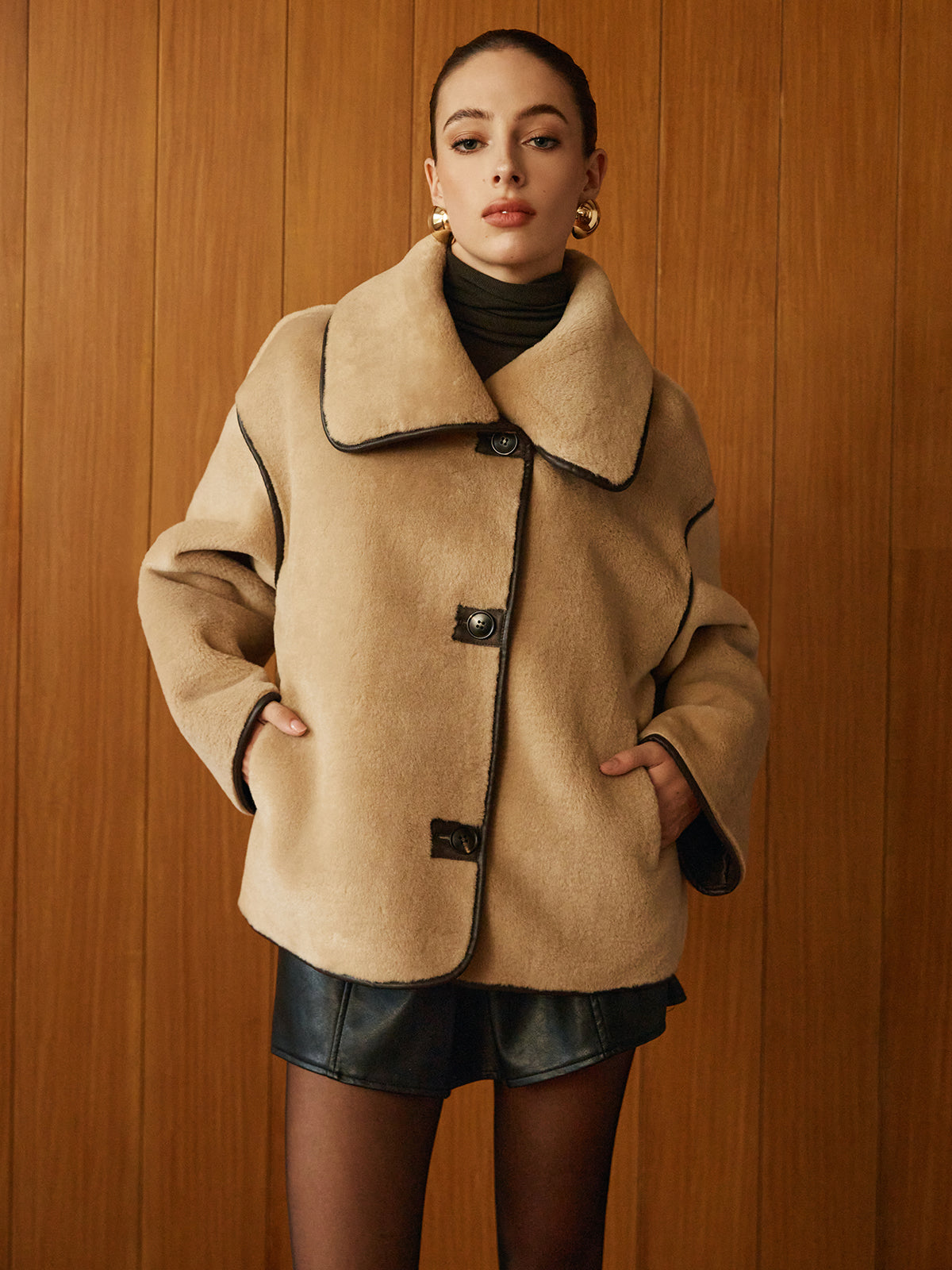 Lola | Sculpted Contrast Minky Shift Coat