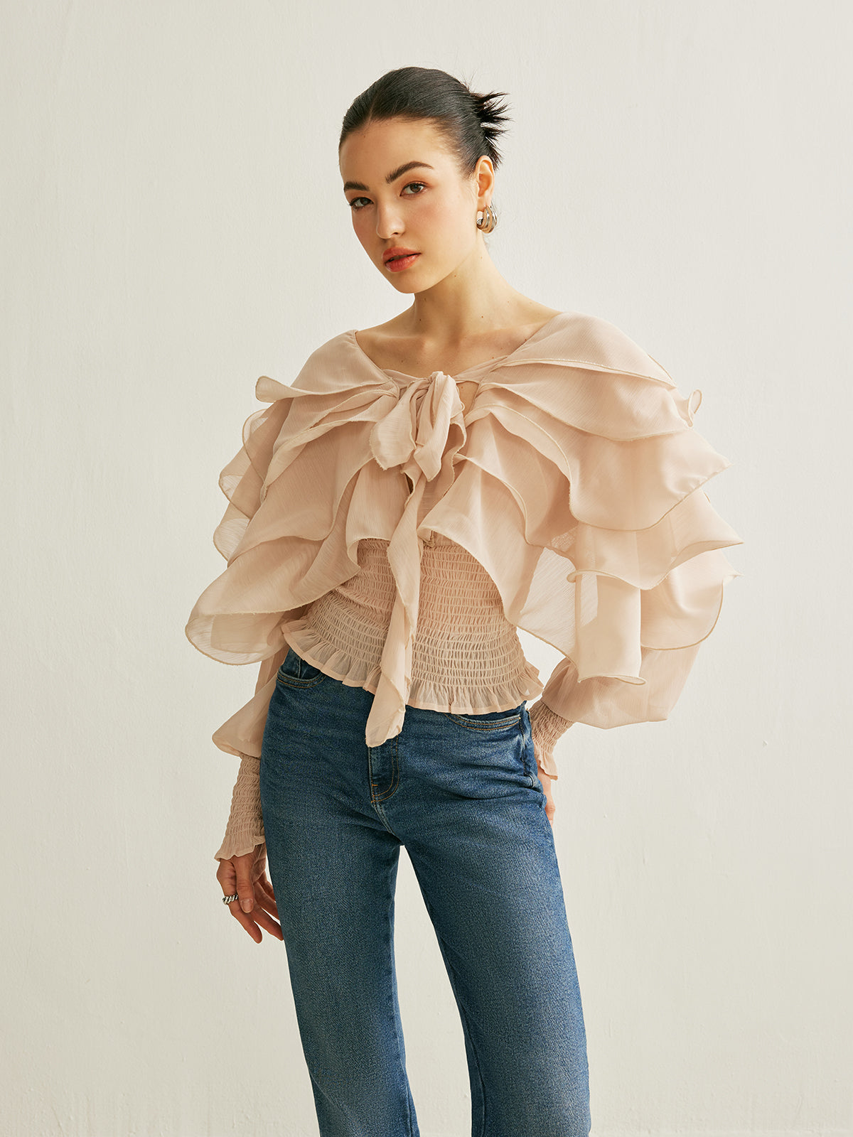Nyra | Flowy Chiffon Ruffle Top