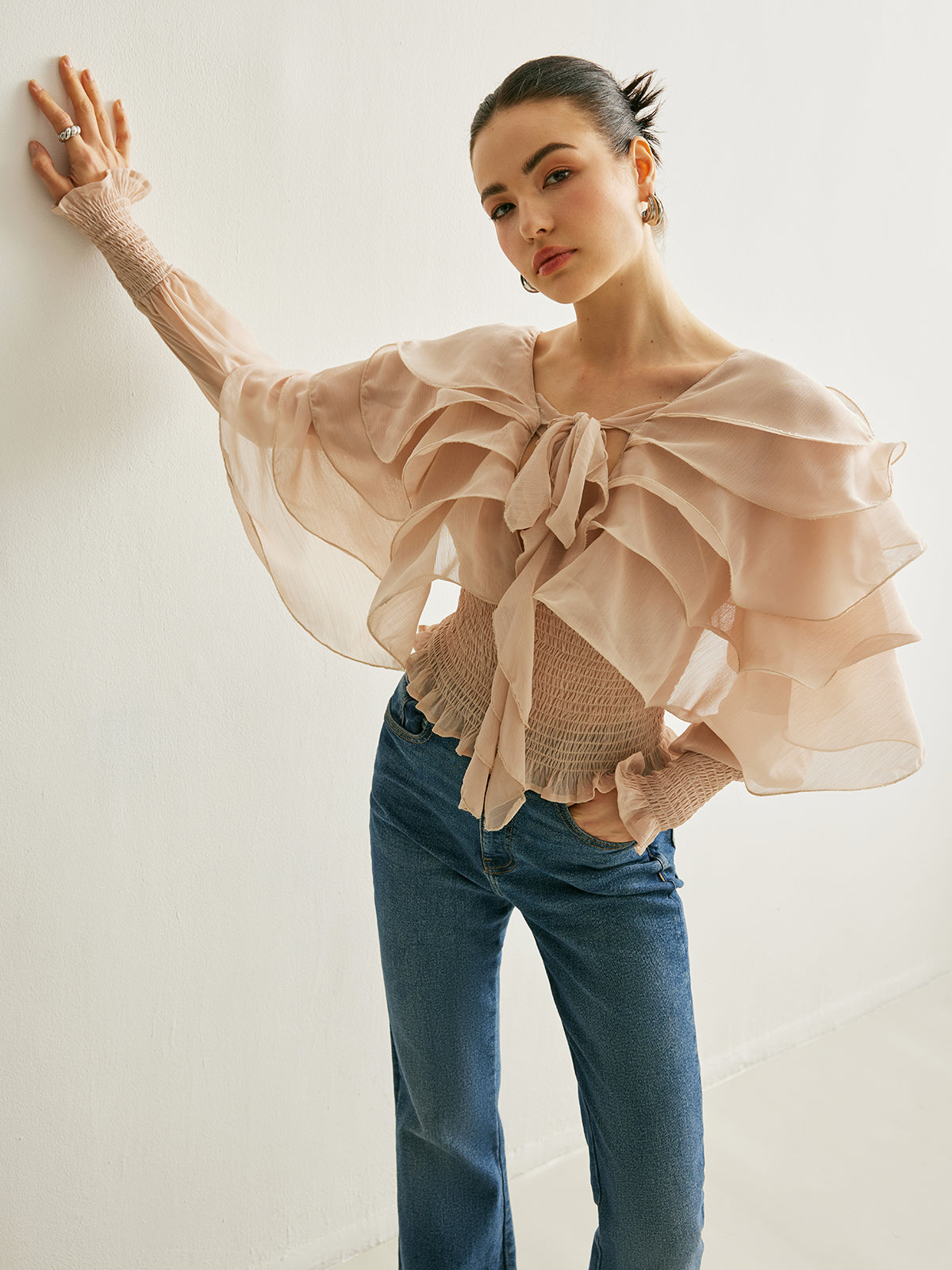 Nyra | Flowy Chiffon Ruffle Top