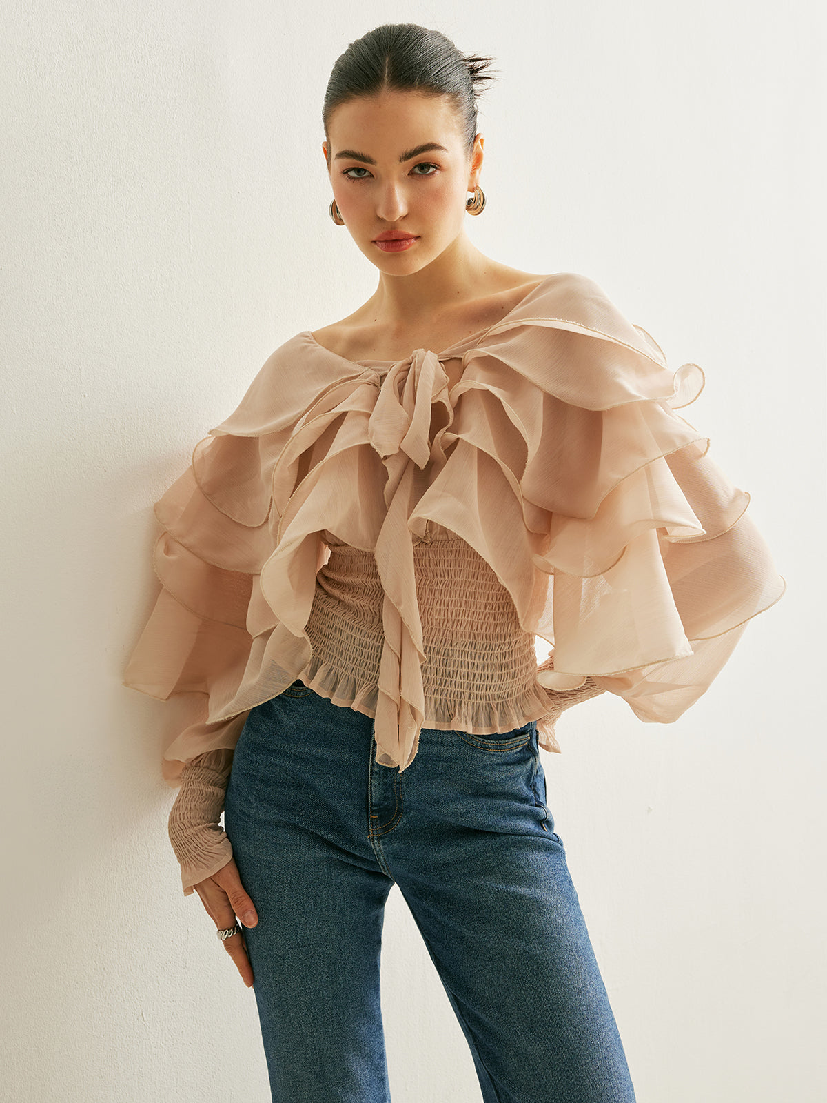 Nyra | Flowy Chiffon Ruffle Top