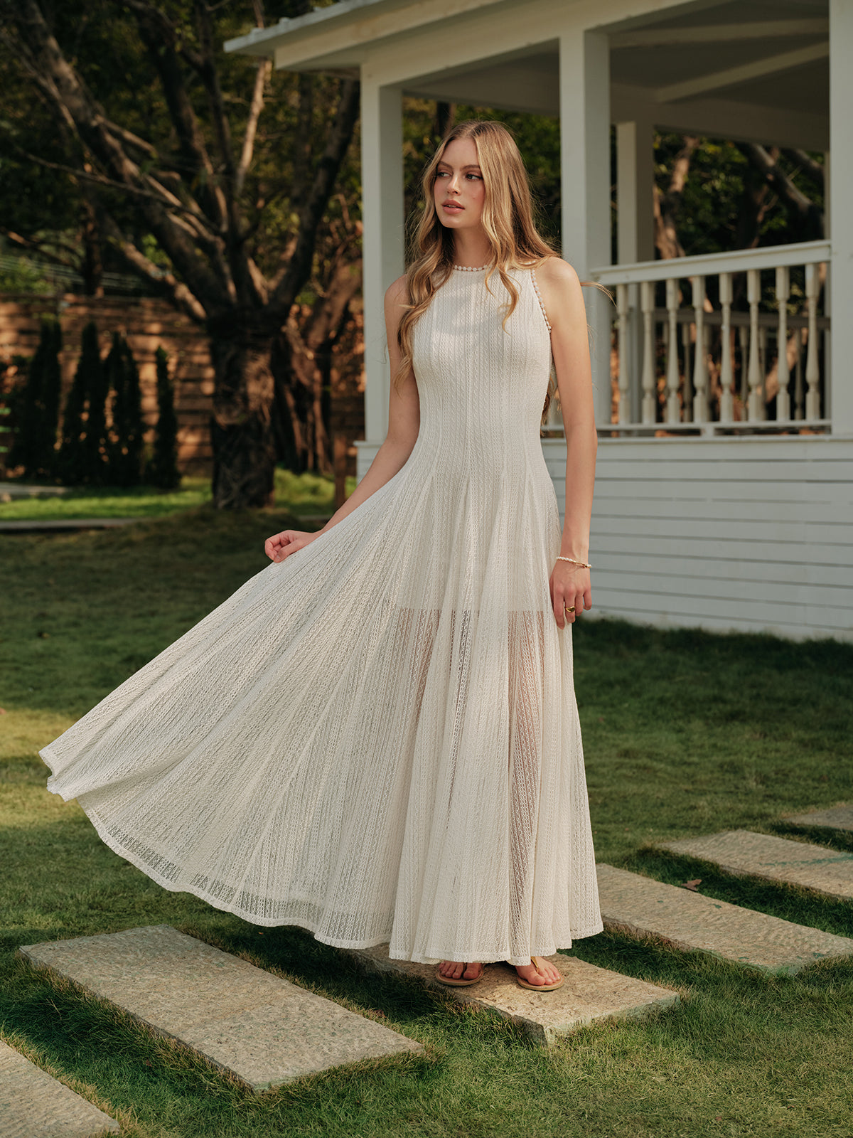 Ivy | Lace Veil Sleeveless Dress