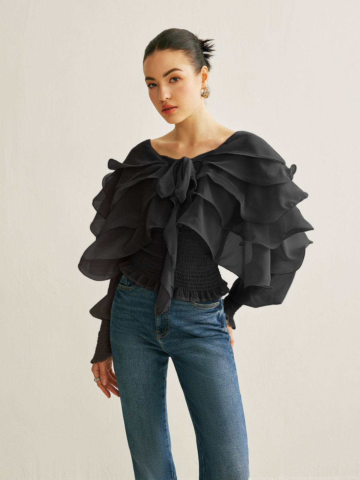 Nyra | Flowy Chiffon Ruffle Top