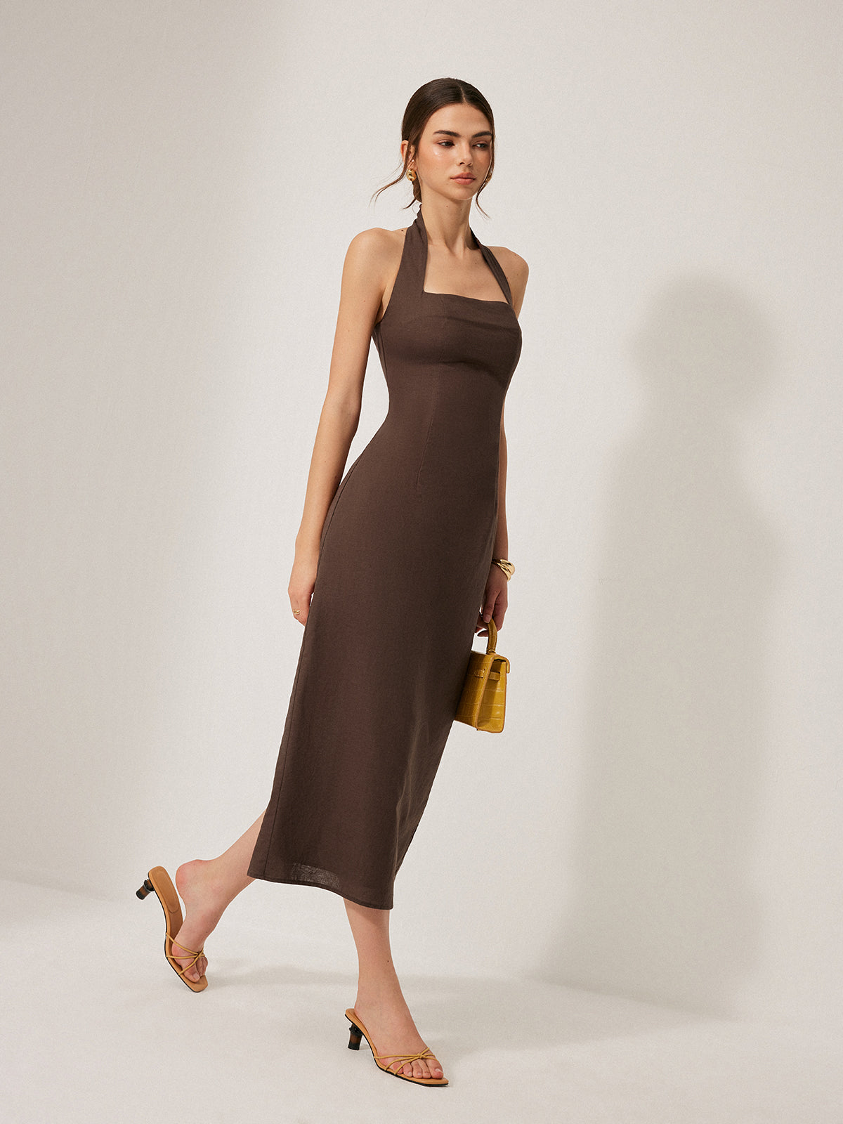 Nola | Pure Cotton-Linen Halter Dress