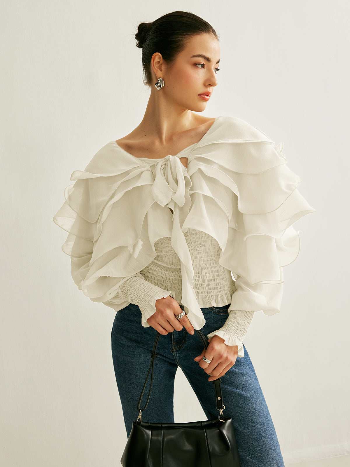 Nyra | Flowy Chiffon Ruffle Top