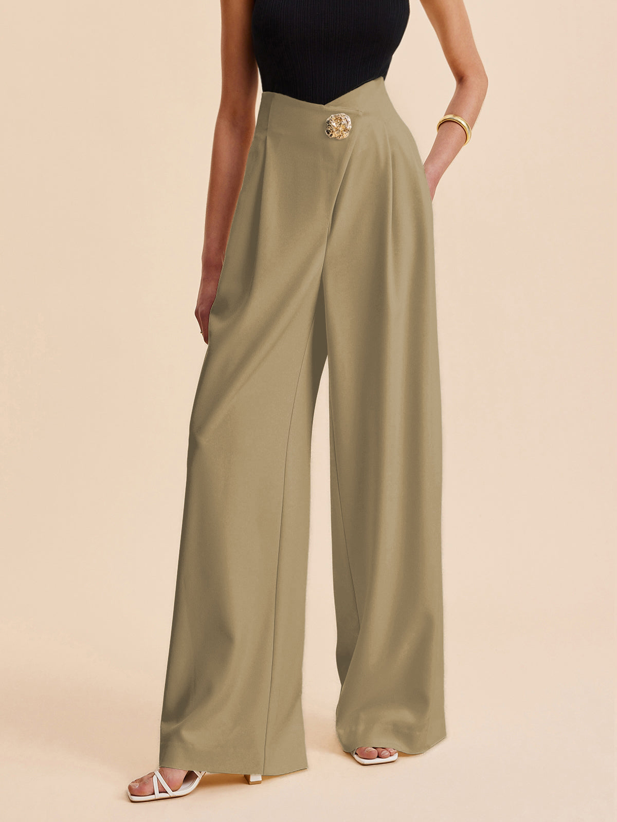 Emma | Sparkle High-Waist Wide-Leg Trousers