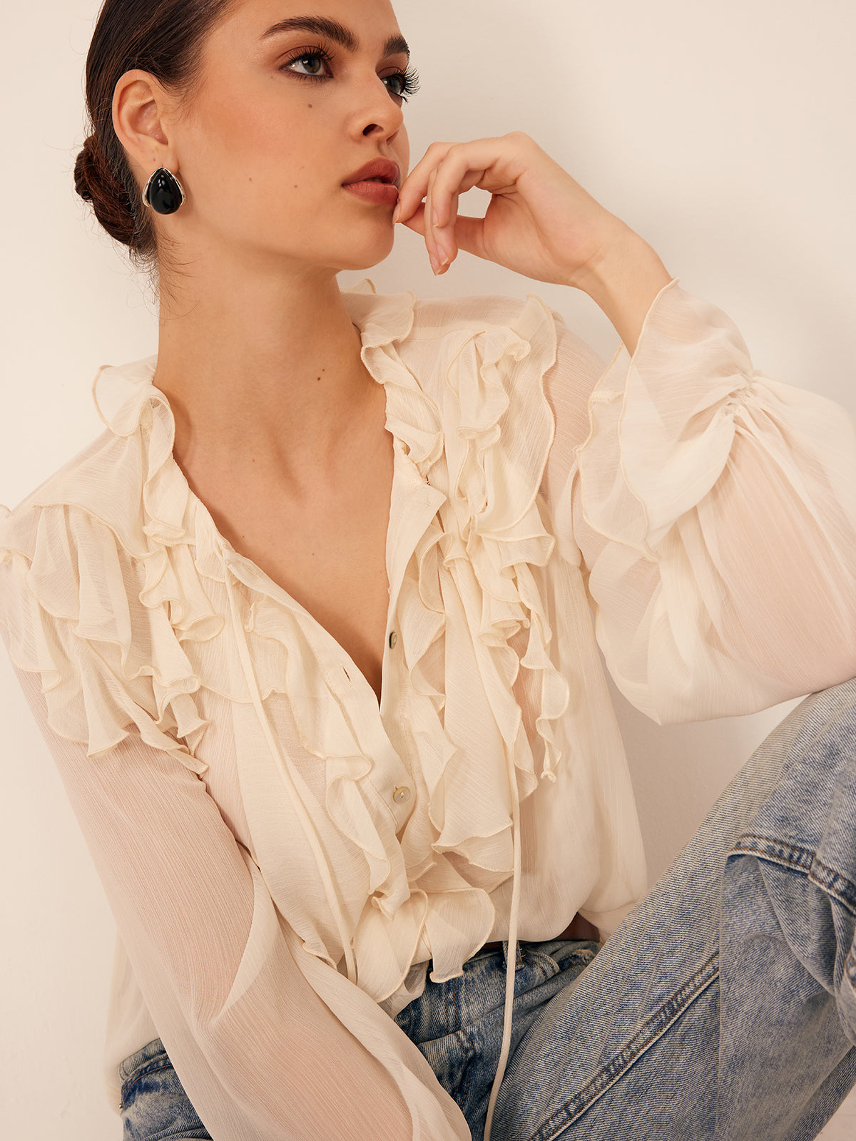 Aura | Lightweight Chiffon Ruffle Blouse