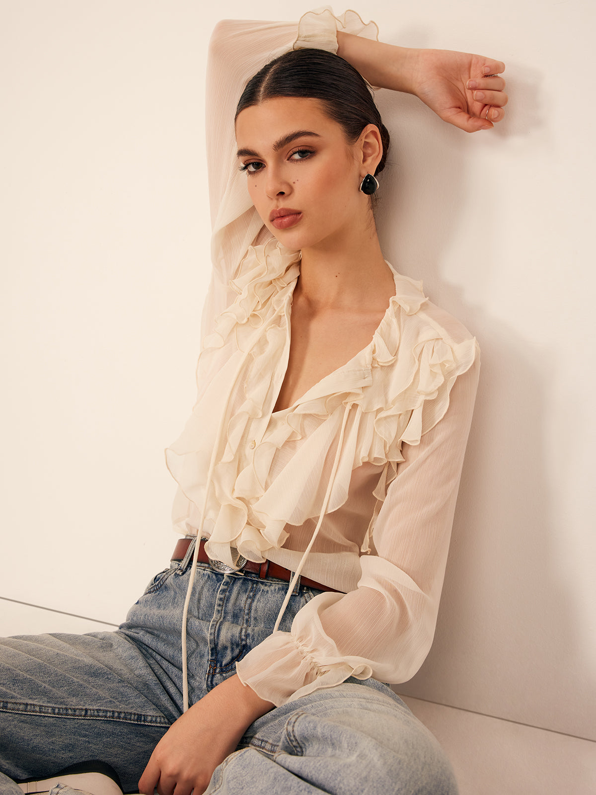 Aura | Lightweight Chiffon Ruffle Blouse