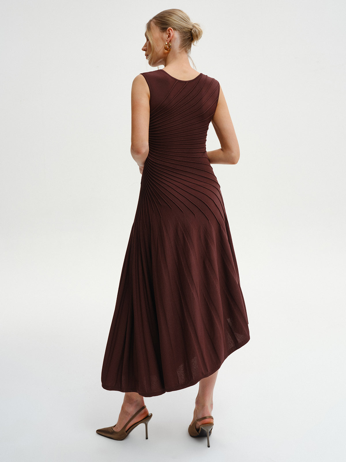 Aria | Asymmetrical Sleeveless Knit Midi Dress