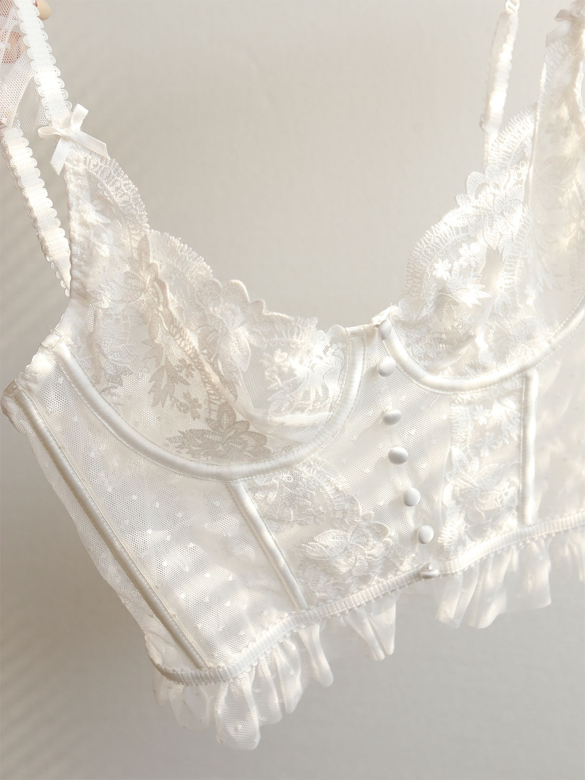 Seraphine | Sheer Floral Lace Mesh Corset Crop