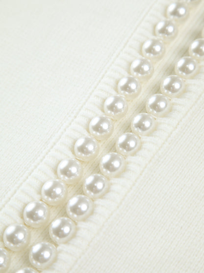Velra | Raw Hem Pearl Embellished Cardigan