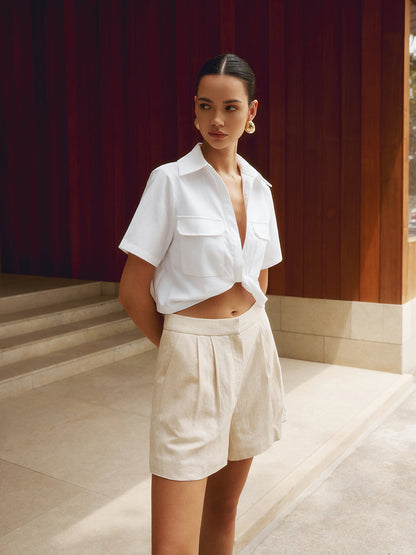 Nora | Breezy Cotton-Linen Crop Blouse