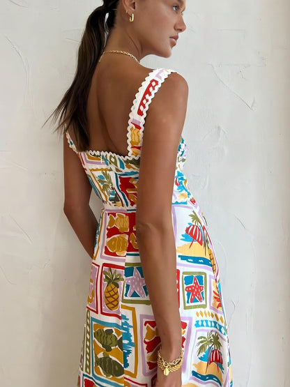 Lacea | Graffiti Print Sleeveless Long Dress