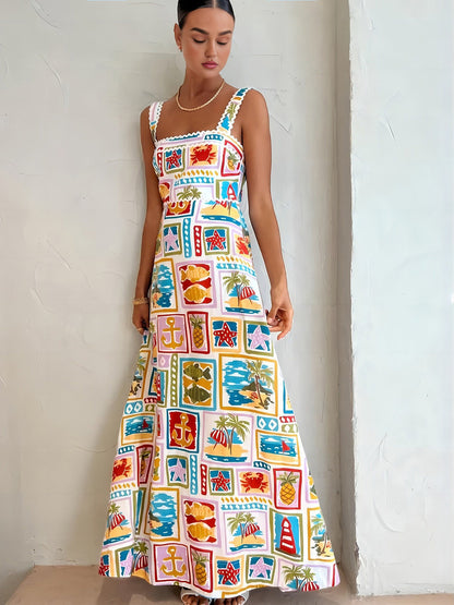 Lacea | Graffiti Print Sleeveless Long Dress