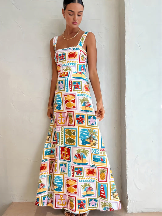 Lacea | Graffiti Print Sleeveless Long Dress