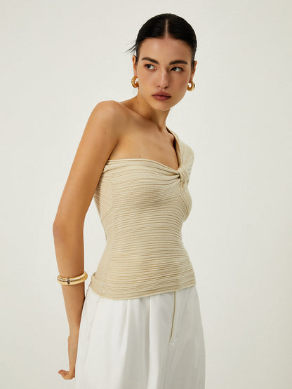 Sola | One-Shoulder Twist Knit Top