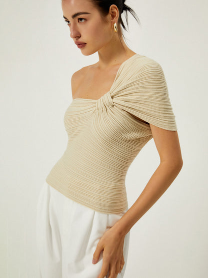 Sola | One-Shoulder Twist Knit Top