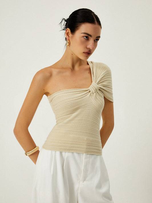 Sola | One-Shoulder Twist Knit Top