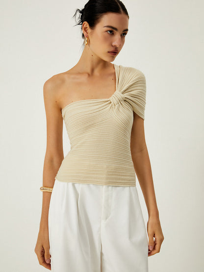 Sola | One-Shoulder Twist Knit Top