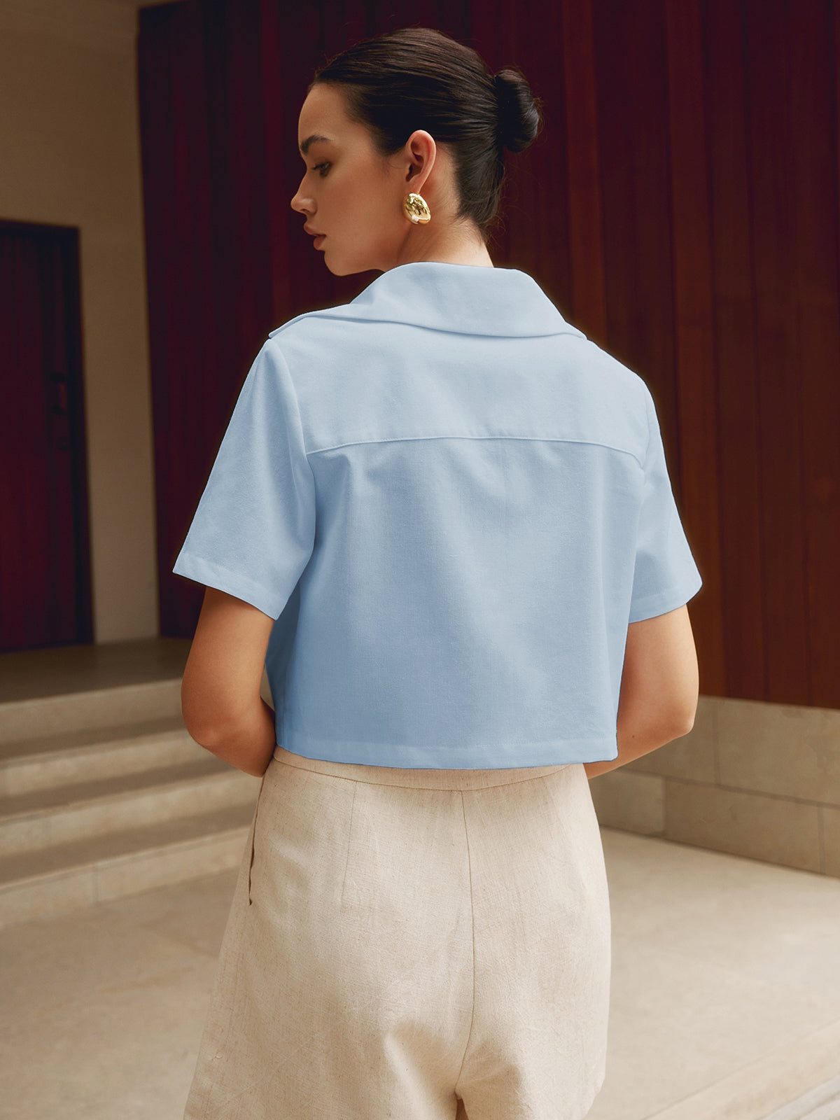 Nora | Breezy Cotton-Linen Crop Blouse