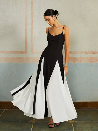 Talia | Long Colorblock Slip Dress