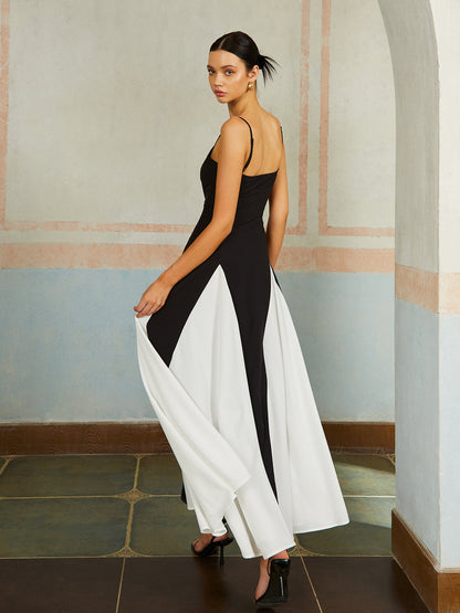 Talia | Long Colorblock Slip Dress
