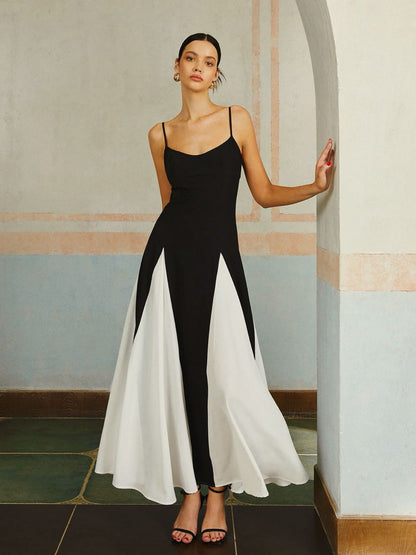 Talia | Long Colorblock Slip Dress