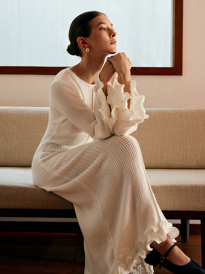 Auretta | Ruffle Drawstring Knit Dress