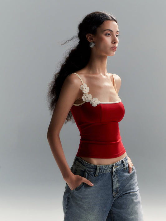 Nerina | Contrast-Edged Floral Cami Top