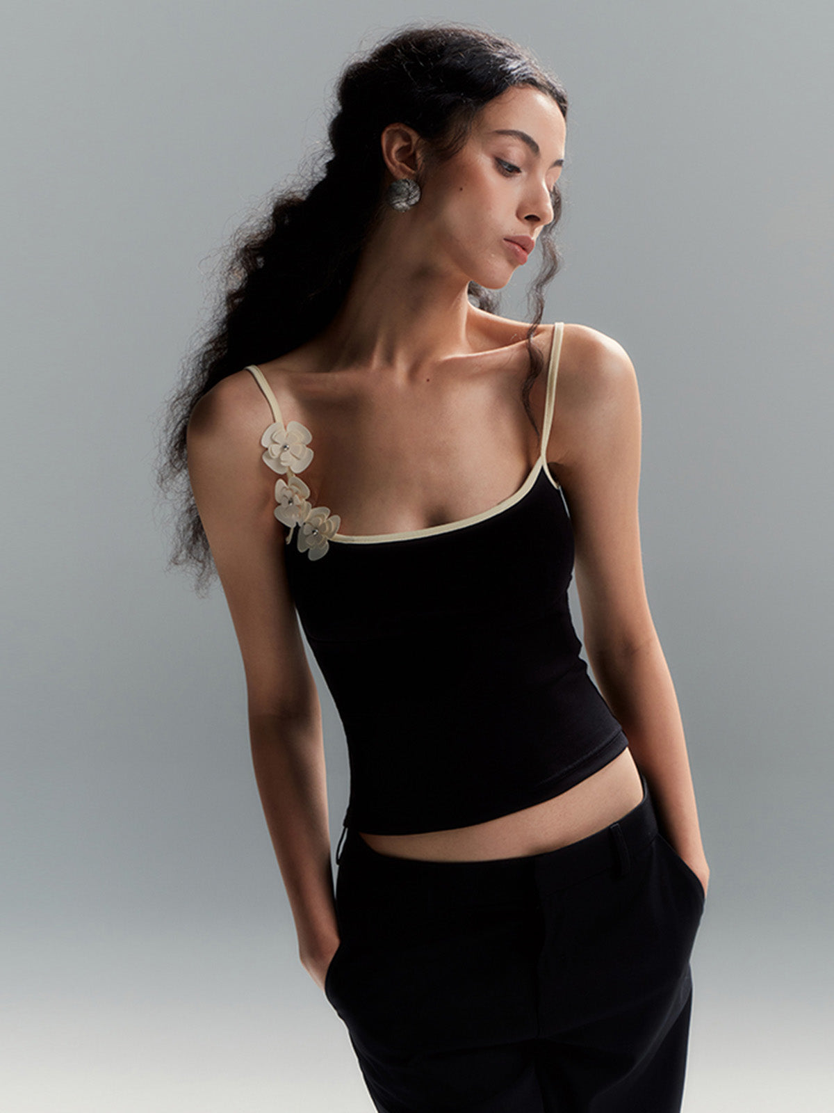 Nerina | Contrast-Edged Floral Cami Top