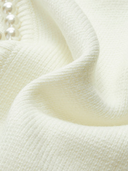 Velra | Raw Hem Pearl Embellished Cardigan