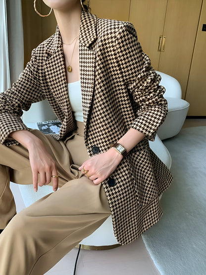 Avery | Belted Houndstooth Split Blazer