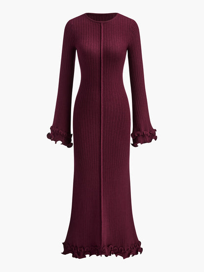 Auretta | Ruffle Drawstring Knit Dress