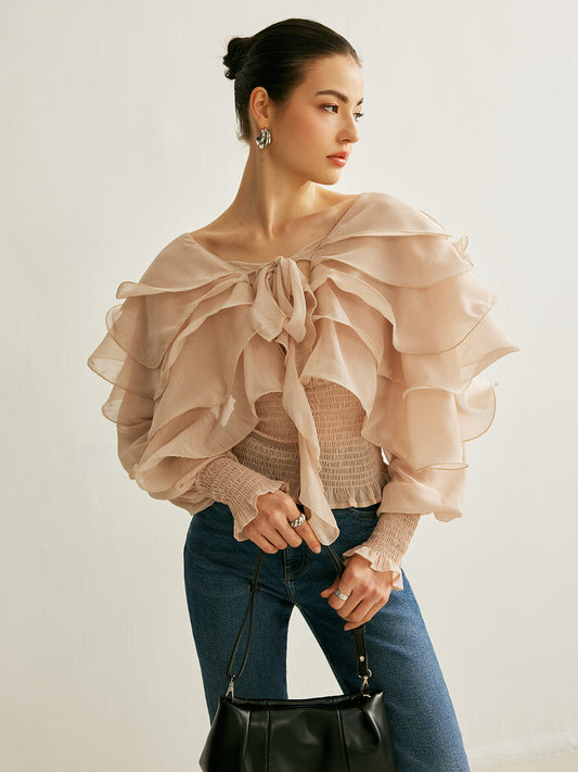 Nyra | Flowy Chiffon Ruffle Top