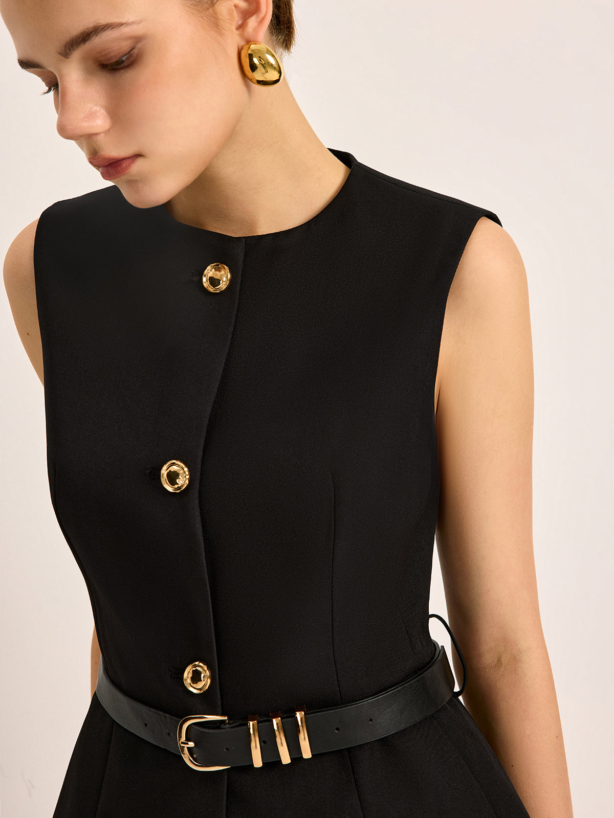 Selina | Belted Pocket-Button Top