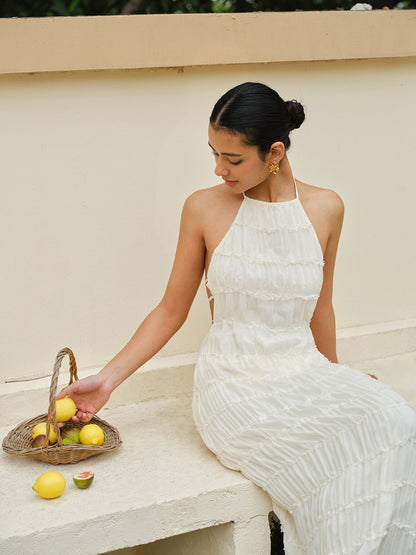 Celeste | Ruffle Charm Halter Dress