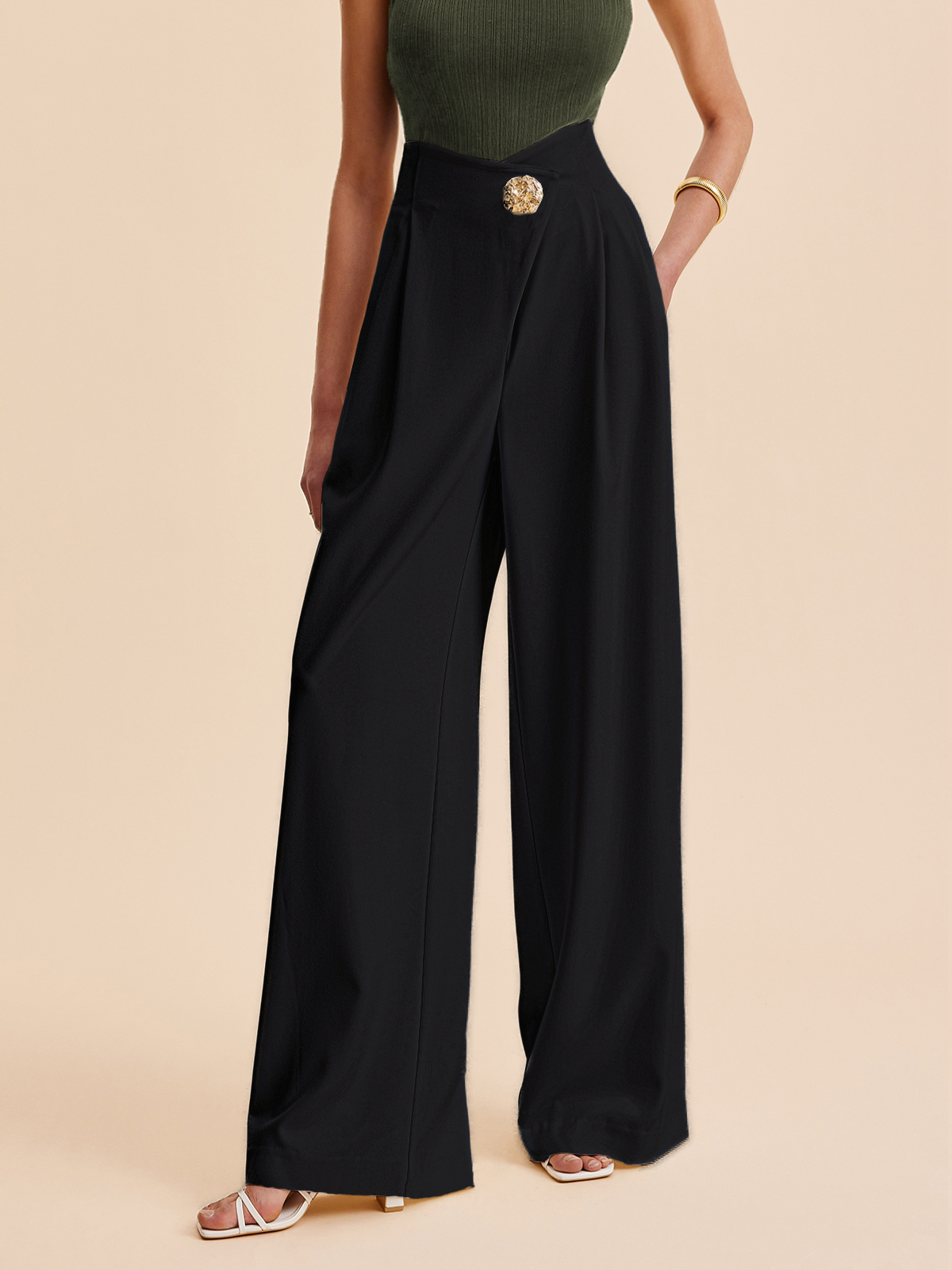 Emma | Sparkle High-Waist Wide-Leg Trousers