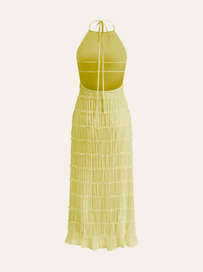 Celeste | Ruffle Charm Halter Dress