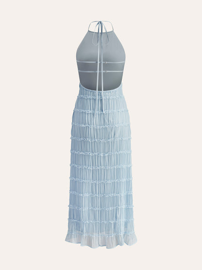 Celeste | Ruffle Charm Halter Dress