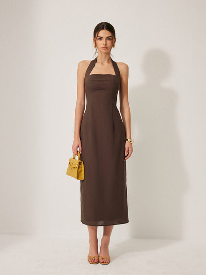 Nola | Pure Cotton-Linen Halter Dress