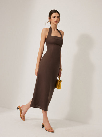 Nola | Pure Cotton-Linen Halter Dress